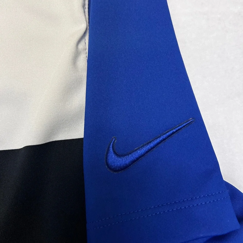 Nike Dri-FIT‎ Color Block Golf Polo Shirt Men's Large White Black Royal Blue